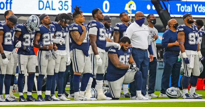 First Cowboys Player Ever Kneels at the National Anthem
