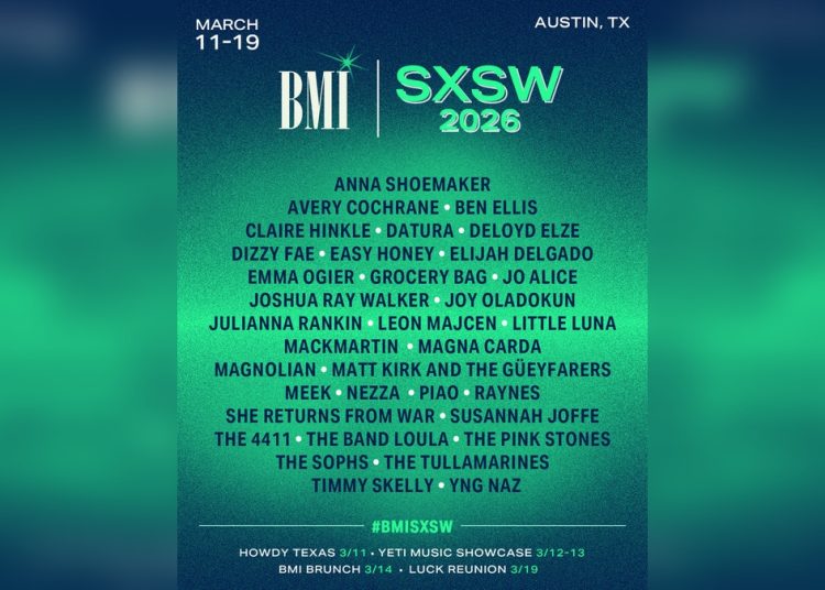 BMI Returns to SXSW 2026 With Five Showcases Featuring 34 Rising Artists